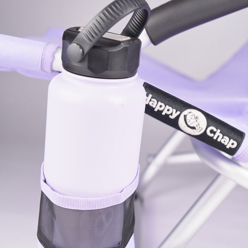 large while 1 litre pargo water bottle in a detachable cup holder attached to a lilac happy chap chair